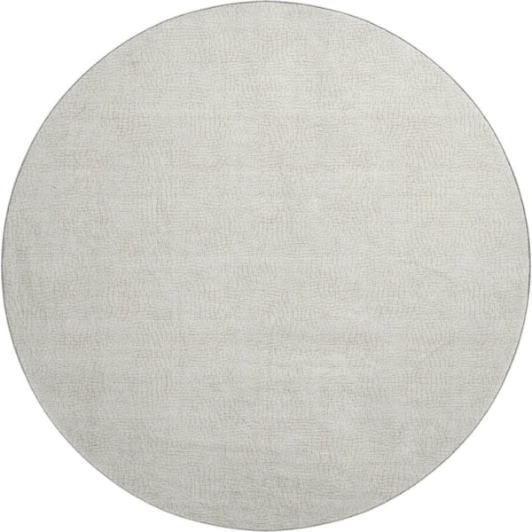 HomeRoots 8' Beige and Ivory Geometric Round Rug – Washable, UV Protected, Stain-Resistant, Modern Design! 682898