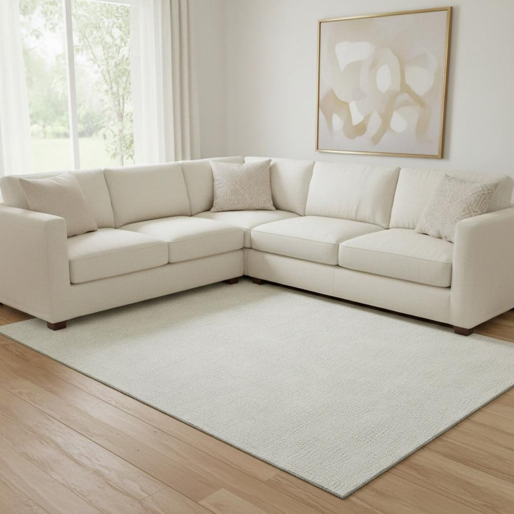 HomeRoots 8' X 10' Beige and Ivory Geometric Area Rug – Washable, UV Protected, Durable, Perfect for Families 682899