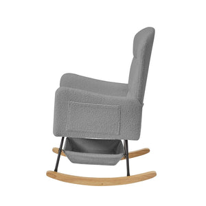 English Elm Beige Plush Teddy Fabric Rocking Chair High Back Armchair for Nursery or Reading Nook Grey W3985P386792