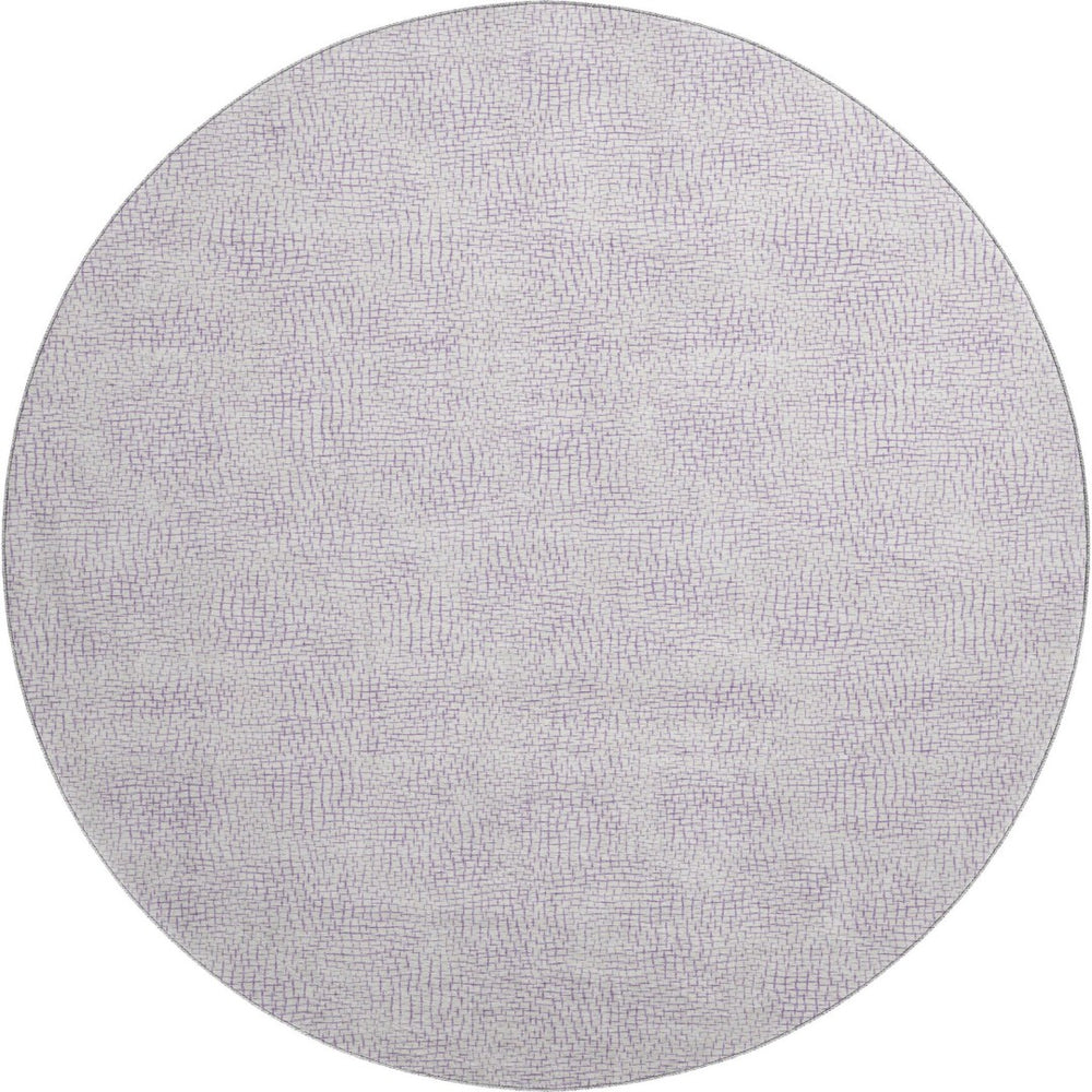 HomeRoots 8' Modern Lavender and Ivory Geometric Round Rug - Washable, UV Protected, Stylish for Homes 682904