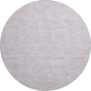 HomeRoots 8' Modern Lavender and Ivory Geometric Round Rug - Washable, UV Protected, Stylish for Homes 682904