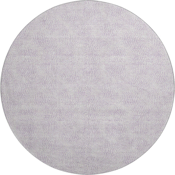 HomeRoots 8' Modern Lavender and Ivory Geometric Round Rug - Washable, UV Protected, Stylish for Homes 682904