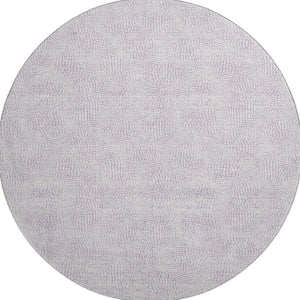 HomeRoots 8' Modern Lavender and Ivory Geometric Round Rug - Washable, UV Protected, Stylish for Homes 682904