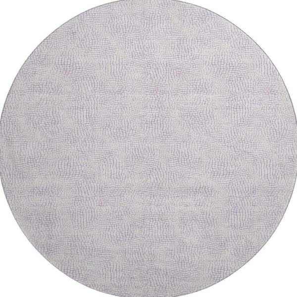 HomeRoots 8' Modern Lavender and Ivory Geometric Round Rug - Washable, UV Protected, Stylish for Homes 682904