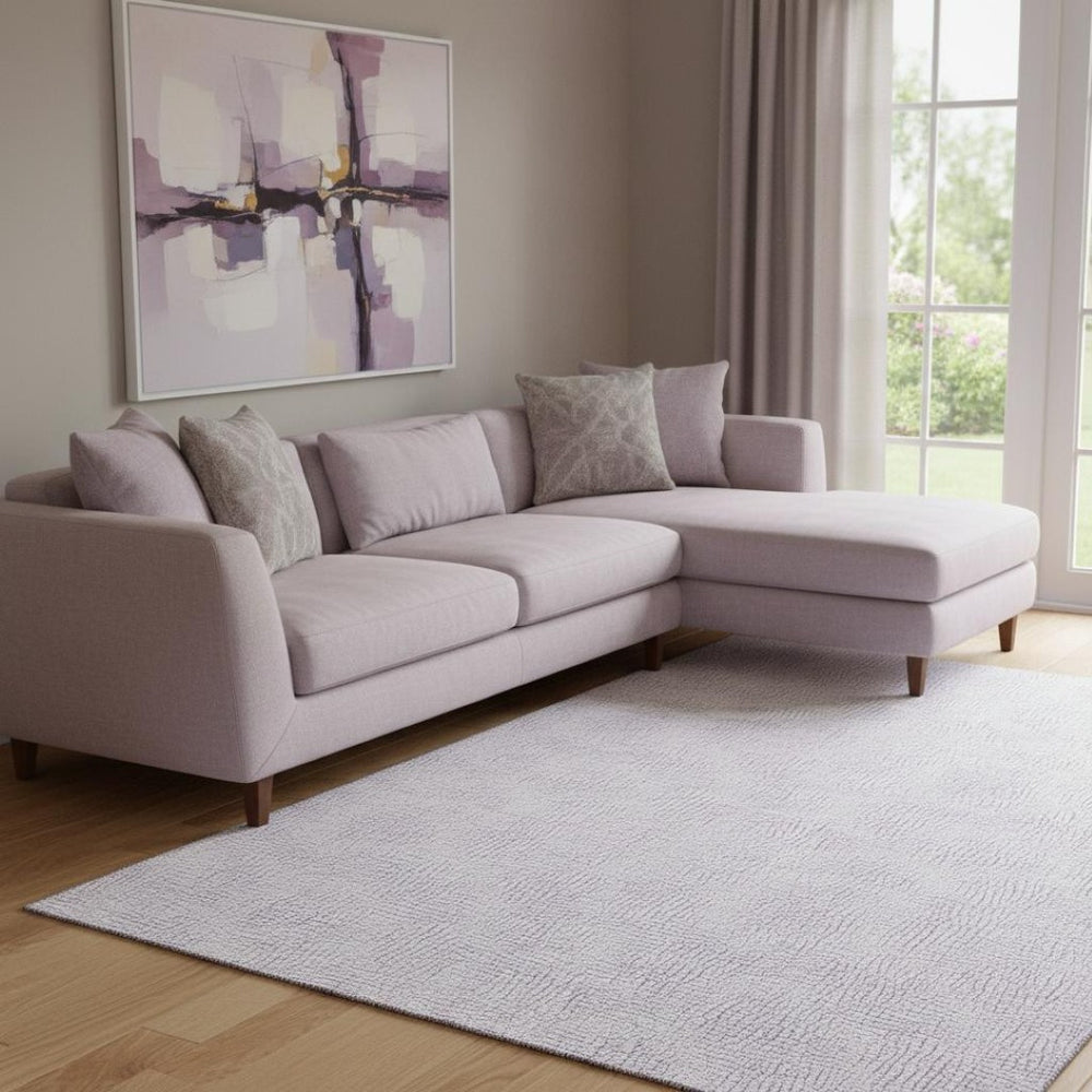 HomeRoots 8' X 10' Elegant Lavender & Ivory Geometric Area Rug – Washable, UV Protected, Durable & Stylish! 682905