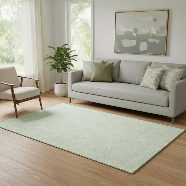 HomeRoots 5' X 8' Mint Green & Ivory Geometric Area Rug – Washable, UV Protection for Kids & Pets, Durable Design 682909