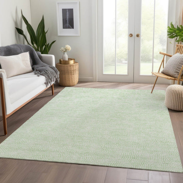 HomeRoots 5' X 8' Mint Green & Ivory Geometric Area Rug – Washable, UV Protection for Kids & Pets, Durable Design 682909