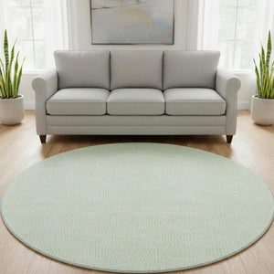 HomeRoots 8' Mint Green & Ivory Geometric Round Rug - Washable, UV Protected, Durable & Stylish for Homes 682910