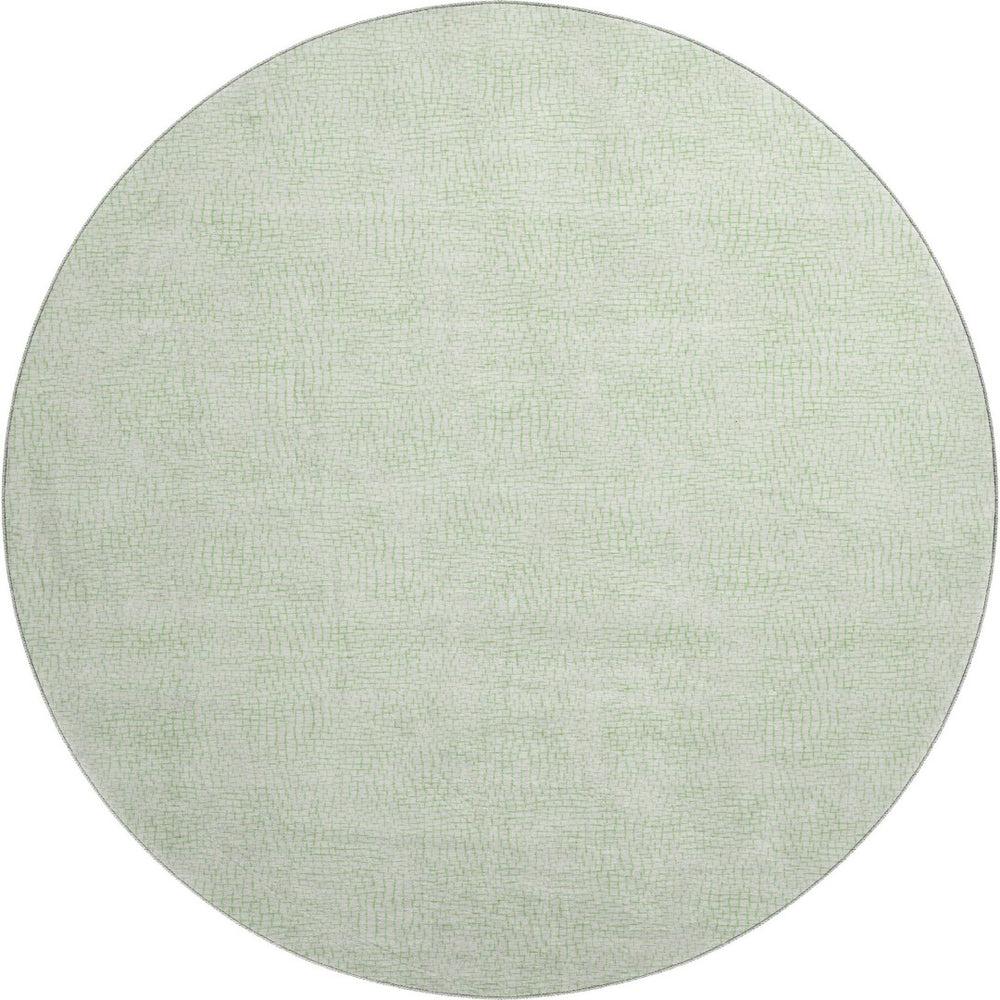 HomeRoots 8' Mint Green & Ivory Geometric Round Rug - Washable, UV Protected, Durable & Stylish for Homes 682910