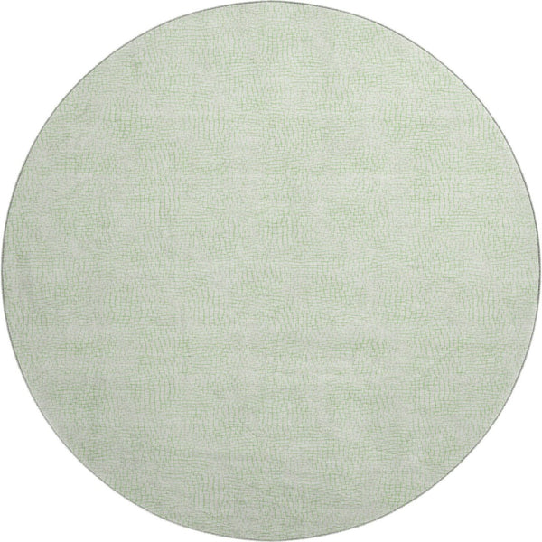 HomeRoots 8' Mint Green & Ivory Geometric Round Rug - Washable, UV Protected, Durable & Stylish for Homes 682910
