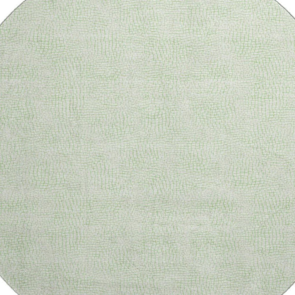 HomeRoots 8' Mint Green & Ivory Geometric Round Rug - Washable, UV Protected, Durable & Stylish for Homes 682910