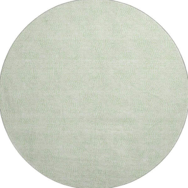 HomeRoots 8' Mint Green & Ivory Geometric Round Rug - Washable, UV Protected, Durable & Stylish for Homes 682910