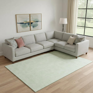 HomeRoots 9' X 12' Mint Green and Ivory Geometric Rug – Durable, Washable, UV-Protected for Stylish Homes 682912