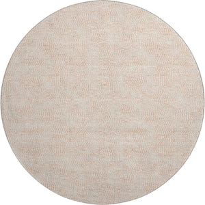 HomeRoots 8' Peach and Ivory Geometric Round Rug - Washable, UV Protected, Pet-Friendly for Modern Spaces 682916