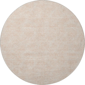 HomeRoots 8' Peach and Ivory Geometric Round Rug - Washable, UV Protected, Pet-Friendly for Modern Spaces 682916