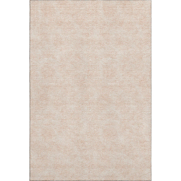 HomeRoots 9' X 12' Peach & Ivory Geometric Area Rug - Durable, Washable, UV-Protected, Ideal for Active Homes 682918