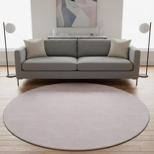 HomeRoots 8' Pink and Ivory Geometric Round Rug – Washable, UV Protected, Durable for High-Traffic Areas 682922
