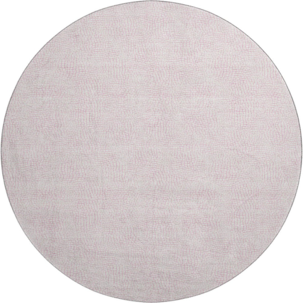 HomeRoots 8' Pink and Ivory Geometric Round Rug – Washable, UV Protected, Durable for High-Traffic Areas 682922