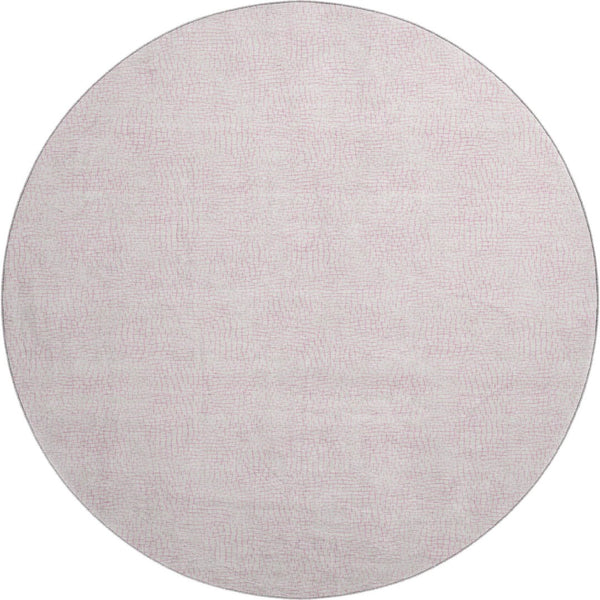 HomeRoots 8' Pink and Ivory Geometric Round Rug – Washable, UV Protected, Durable for High-Traffic Areas 682922