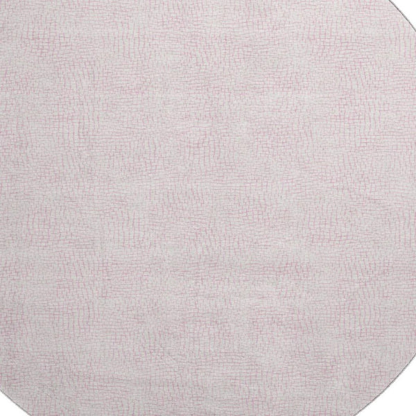 HomeRoots 8' Pink and Ivory Geometric Round Rug – Washable, UV Protected, Durable for High-Traffic Areas 682922