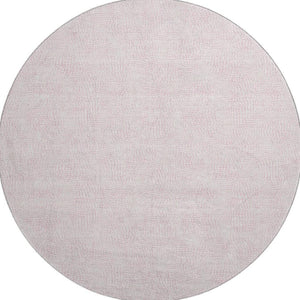 HomeRoots 8' Pink and Ivory Geometric Round Rug – Washable, UV Protected, Durable for High-Traffic Areas 682922