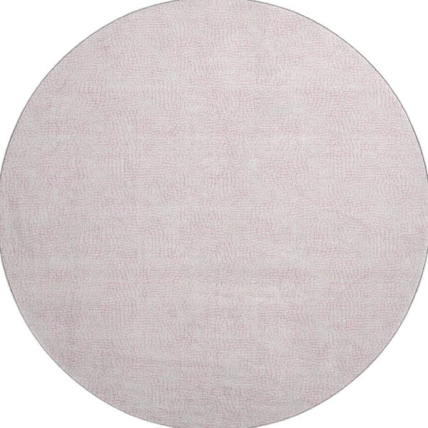 HomeRoots 8' Pink and Ivory Geometric Round Rug – Washable, UV Protected, Durable for High-Traffic Areas 682922
