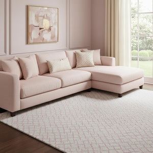 HomeRoots 8' X 10' Pink And Ivory Geometric Washable Area Rug - Durable, Stain Resistant & UV Protected Design 682923