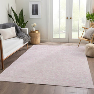 HomeRoots 8' X 10' Pink And Ivory Geometric Washable Area Rug - Durable, Stain Resistant & UV Protected Design 682923