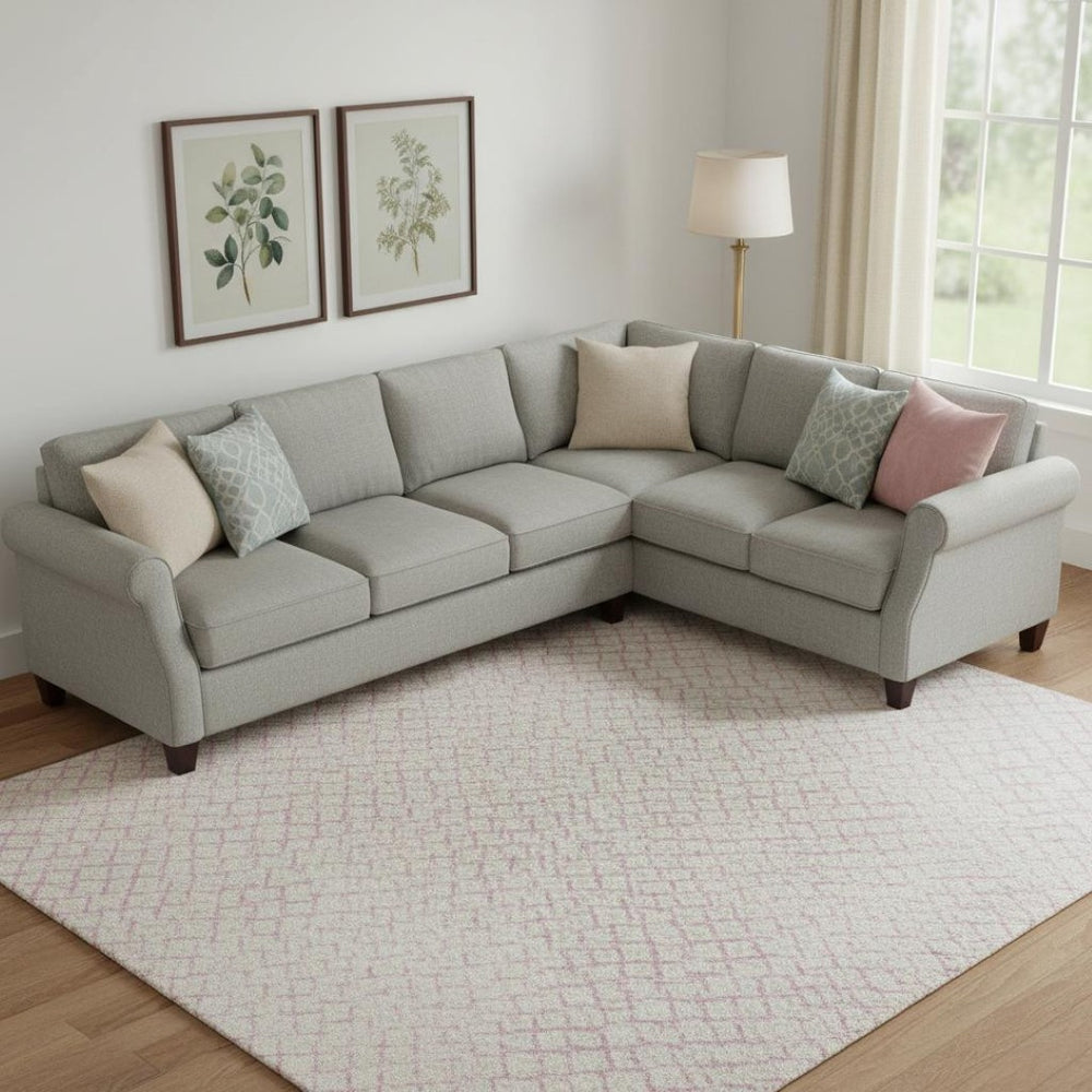 HomeRoots 9' X 12' Pink and Ivory Geometric Washable Area Rug with UV Protection - Perfect for Family Spaces! 682924