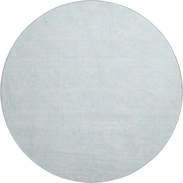 HomeRoots 8' Modern Sky Blue & Ivory Geometric Round Rug - Washable, UV Protected, Durable for Families & Pets 682928
