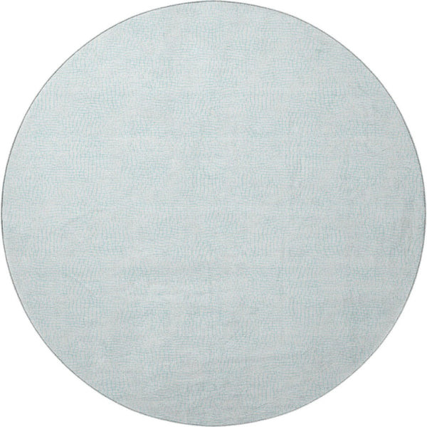 HomeRoots 8' Modern Sky Blue & Ivory Geometric Round Rug - Washable, UV Protected, Durable for Families & Pets 682928