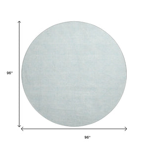 HomeRoots 8' Modern Sky Blue & Ivory Geometric Round Rug - Washable, UV Protected, Durable for Families & Pets 682928