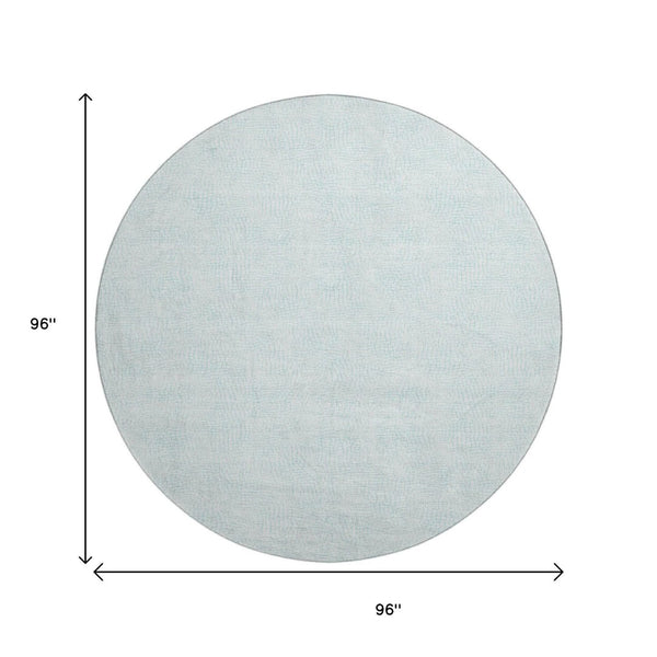 HomeRoots 8' Modern Sky Blue & Ivory Geometric Round Rug - Washable, UV Protected, Durable for Families & Pets 682928