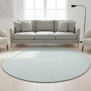 HomeRoots 8' Modern Sky Blue & Ivory Geometric Round Rug - Washable, UV Protected, Durable for Families & Pets 682928