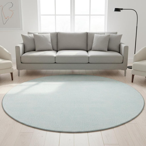 HomeRoots 8' Modern Sky Blue & Ivory Geometric Round Rug - Washable, UV Protected, Durable for Families & Pets 682928