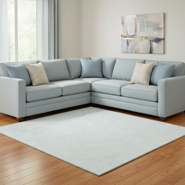 HomeRoots 8' X 10' Sky Blue & Ivory Geometric Washable Area Rug – Stain Resistant, UV Protected & Stylish Design 682929