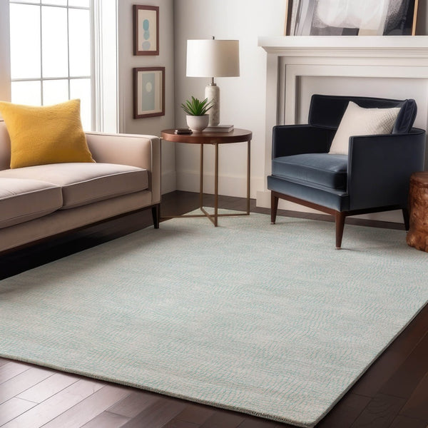 HomeRoots 8' X 10' Sky Blue & Ivory Geometric Washable Area Rug – Stain Resistant, UV Protected & Stylish Design 682929