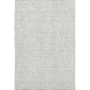 HomeRoots 5' X 8' Silver and Ivory Geometric Area Rug - Durable, Washable, UV-Protected for Modern Spaces 682933