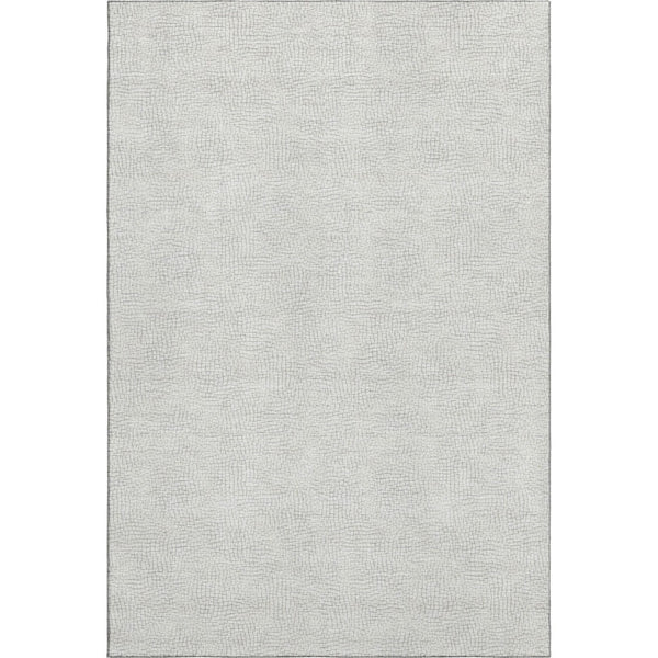 HomeRoots 5' X 8' Silver and Ivory Geometric Area Rug - Durable, Washable, UV-Protected for Modern Spaces 682933