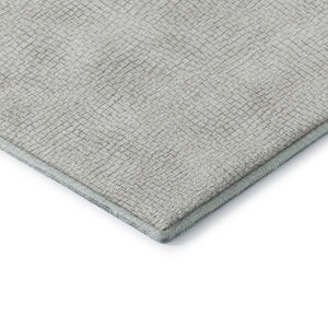 HomeRoots 5' X 8' Silver and Ivory Geometric Area Rug - Durable, Washable, UV-Protected for Modern Spaces 682933