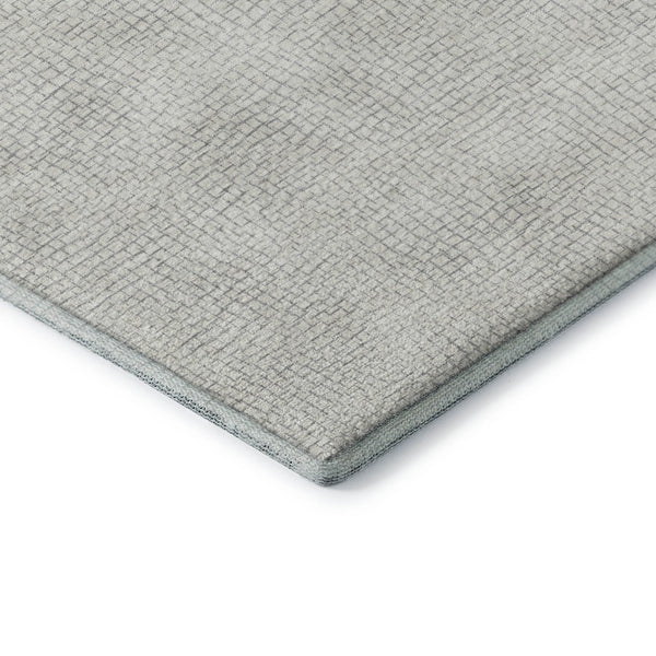 HomeRoots 5' X 8' Silver and Ivory Geometric Area Rug - Durable, Washable, UV-Protected for Modern Spaces 682933