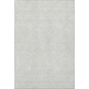 HomeRoots 5' X 8' Silver and Ivory Geometric Area Rug - Durable, Washable, UV-Protected for Modern Spaces 682933