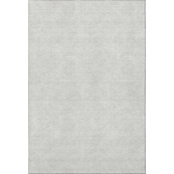 HomeRoots 5' X 8' Silver and Ivory Geometric Area Rug - Durable, Washable, UV-Protected for Modern Spaces 682933