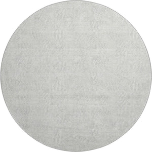 HomeRoots 8' Silver and Ivory Geometric Round Rug – Washable, UV Resistant, Perfect for High-Traffic Areas! 682934