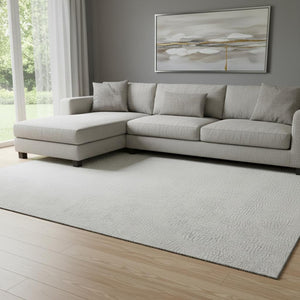 HomeRoots 8' X 10' Silver and Ivory Geometric Area Rug – Washable, UV-Protected, Perfect for Busy Homes! 682935