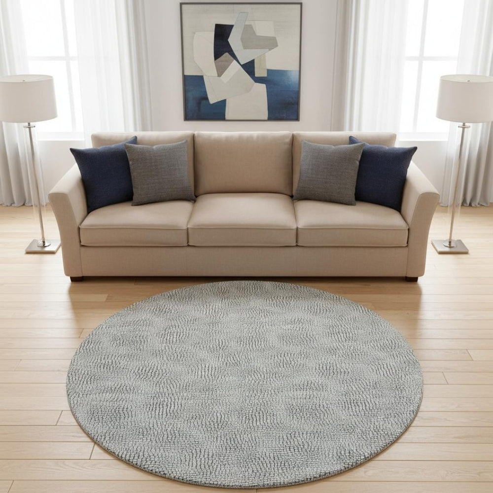 HomeRoots 8' Modern Black and White Geometric Washable Round Rug with UV Protection for High-Traffic Rooms 682940