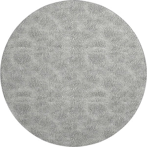 HomeRoots 8' Modern Black and White Geometric Washable Round Rug with UV Protection for High-Traffic Rooms 682940