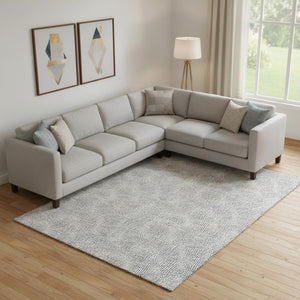 HomeRoots 9' X 12' Washable White & Black Geometric Area Rug - Durable, UV Protected, Perfect for Busy Homes! 682942