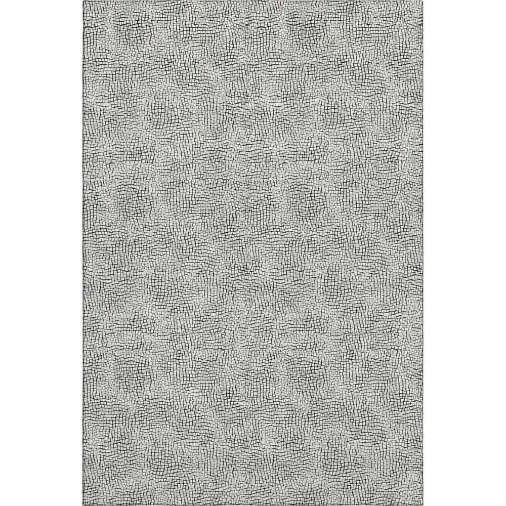 HomeRoots 9' X 12' Washable White & Black Geometric Area Rug - Durable, UV Protected, Perfect for Busy Homes! 682942