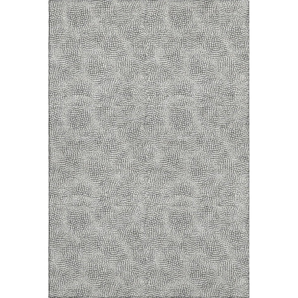 HomeRoots 9' X 12' Washable White & Black Geometric Area Rug - Durable, UV Protected, Perfect for Busy Homes! 682942